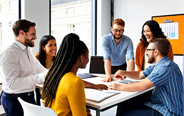 **Image Prompt:** A diverse group of people collaborating on a project in a bright, modern workspace. Emphasis on teamwork, shared goals, and a sense of community. Visual elements suggesting trust, open communication, and celebration of successes.