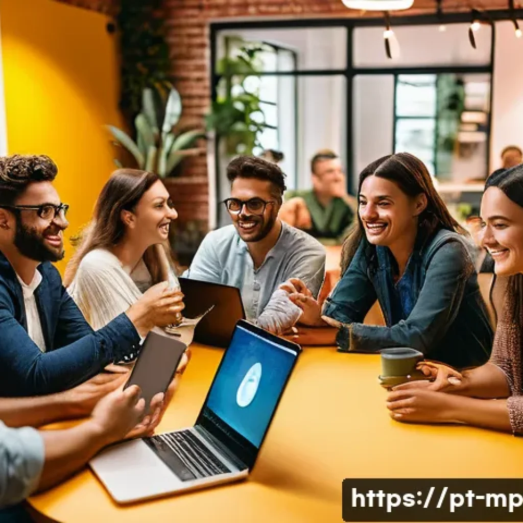 마이크로커뮤니티에서의 성과 관리 시스템 - A vibrant microcommunity meeting in a cozy coworking space in São Paulo, Brazil, featuring a diverse...