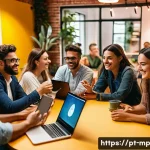 Home 20 마이크로커뮤니티에서의 성과 관리 시스템 - A vibrant microcommunity meeting in a cozy coworking space in São Paulo, Brazil, featuring a diverse...