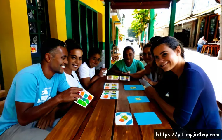 마이크로커뮤니티의 참여 유도 캠페인 기획 - Photorealistic community campaign planning meeting in a bright Brazilian neighborhood café, diverse ...